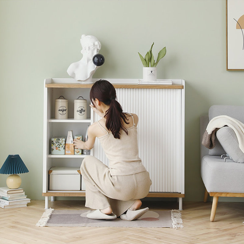 Armoire d'appoint à porte coulissante simple, Blanc