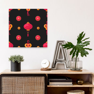 Chinese Lanterns Fortune Pattern Abstract Traditional Wall Art