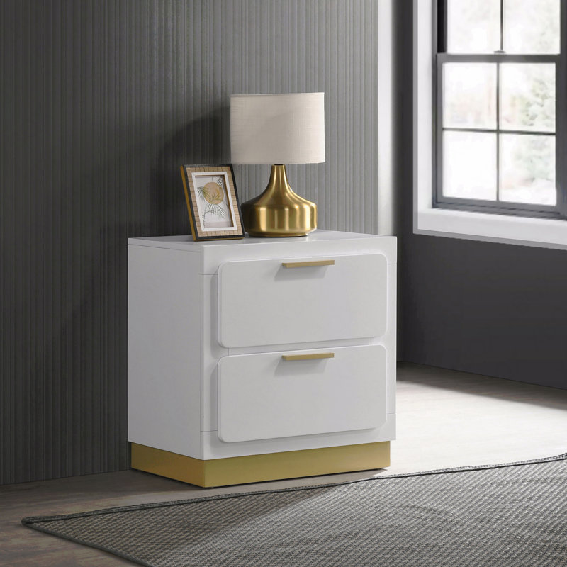 2-Drawer Bedroom Nightstand, White