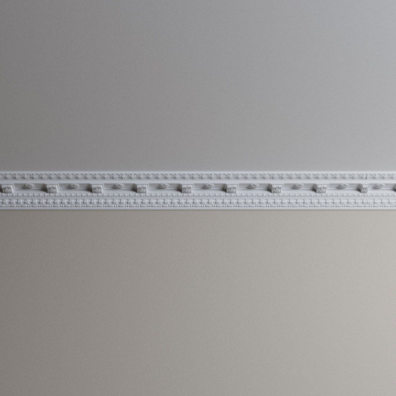Endurathane Elijah Crown Moulding, 3 3/8"H x 3 3/8"P x 4 1/2"F x 96"L, Factory Primed