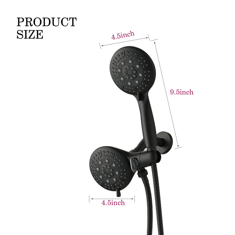 Rain Dual Shower Head 1.8 GPM GPM, Matte Black 