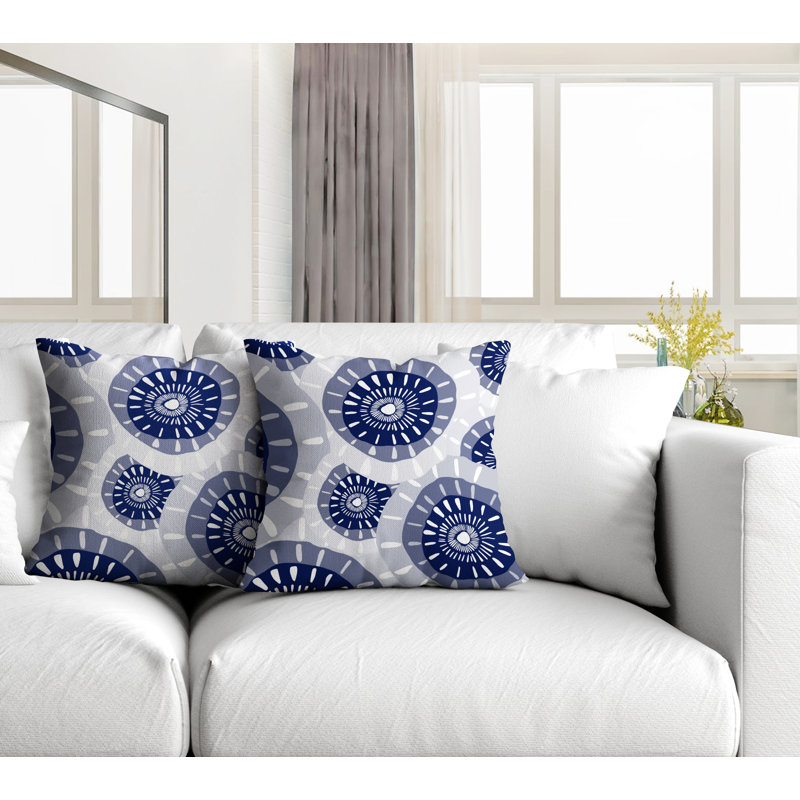Coussin décoratif intérieur / extérieur, L 15 po x H 15 po, Bleu marine