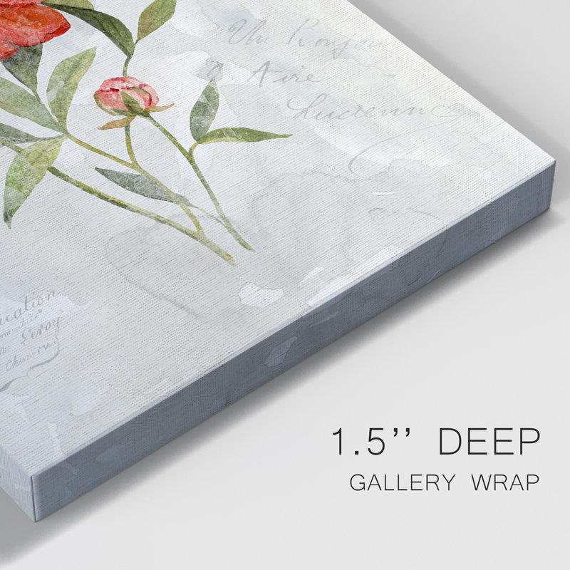 Lin pivoine - peinture sur toile tendue, H 60 po x l 40 po x P 1 po
