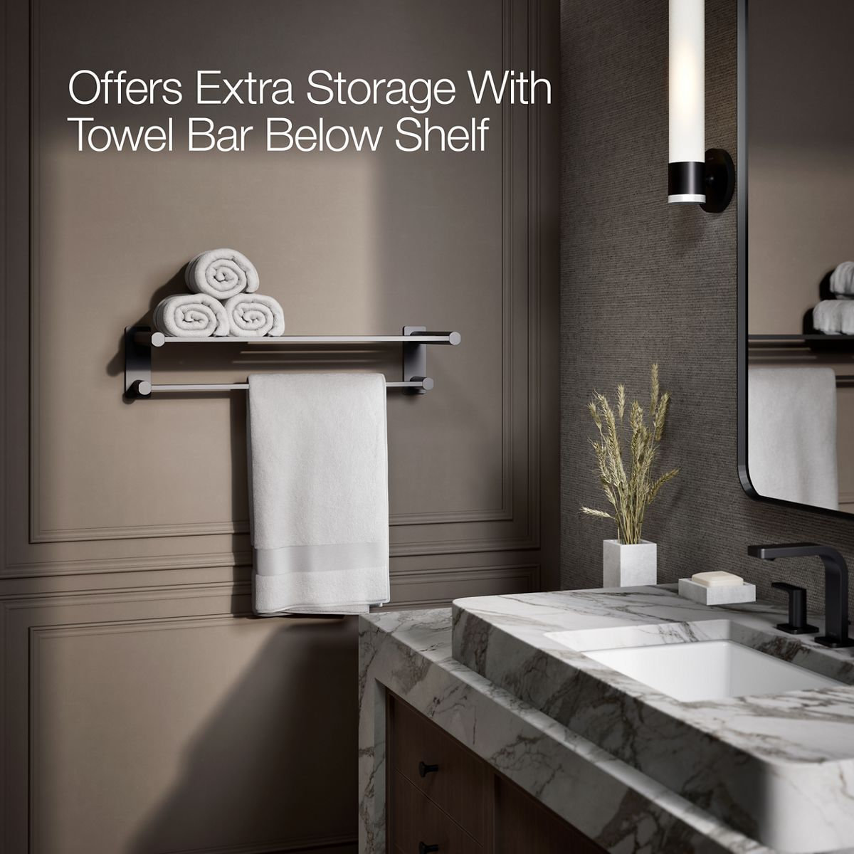 Parallel Hotelier Towel Rack, Matte Black