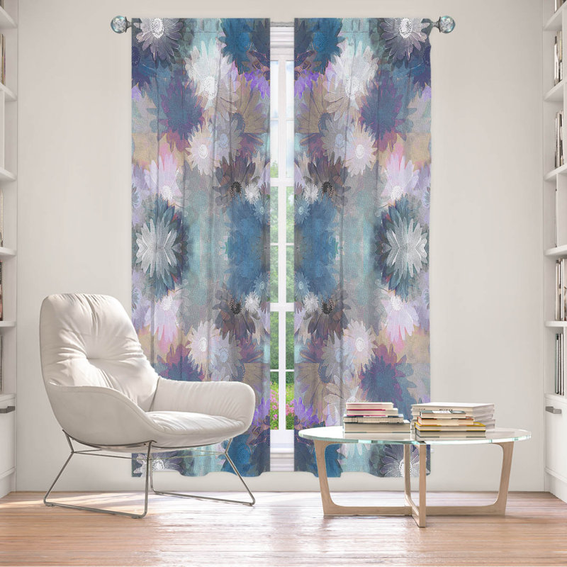 Galyna Room Darkening Curtain Pair, 20" W x 52" L, Purple/Blue/White