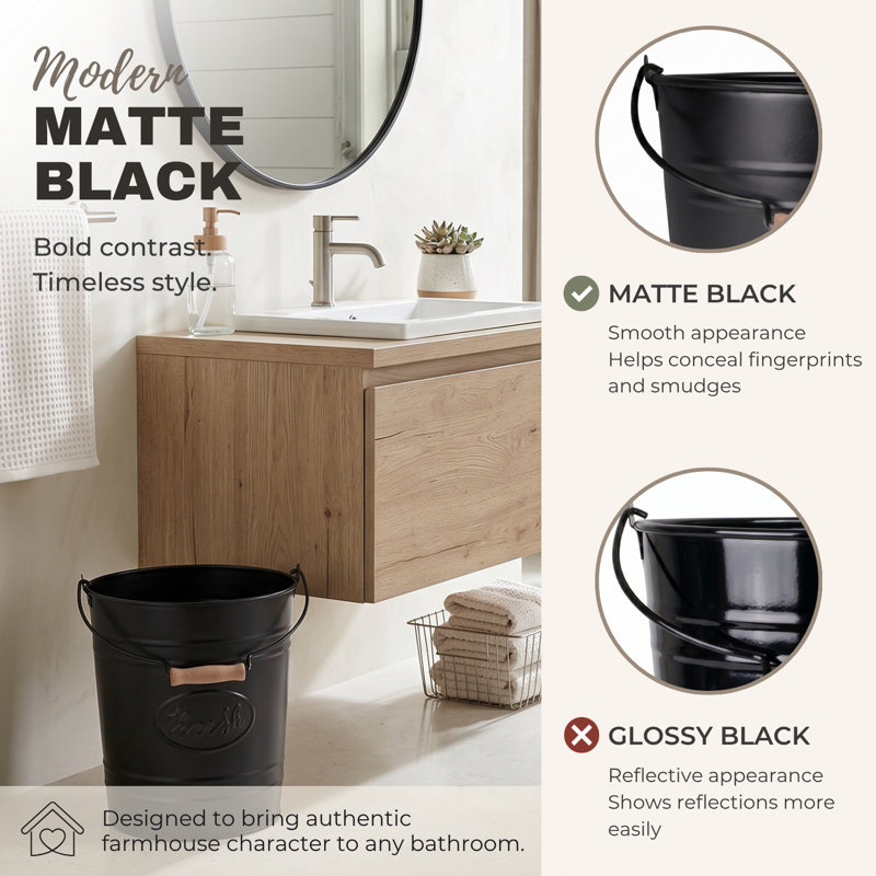 Poubelle galvanisée rustique 2 gallons, Noir mat