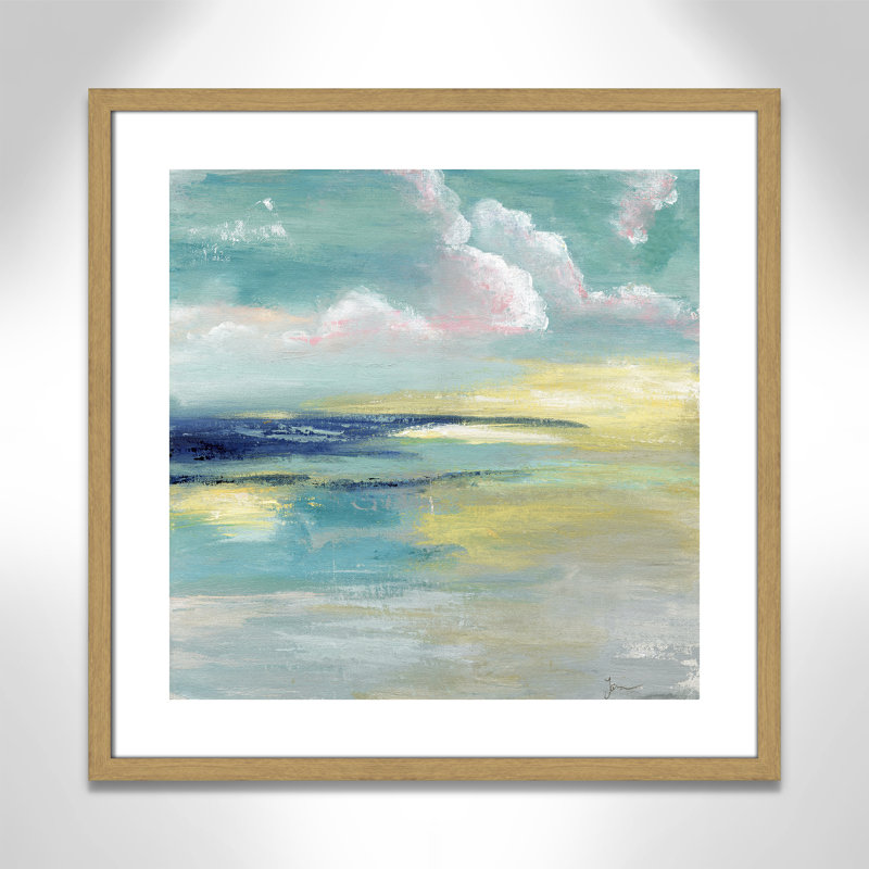 «Bertie Ocean View» par Tava Studios - reproduction d'art, Toile avec cadre en bois beige