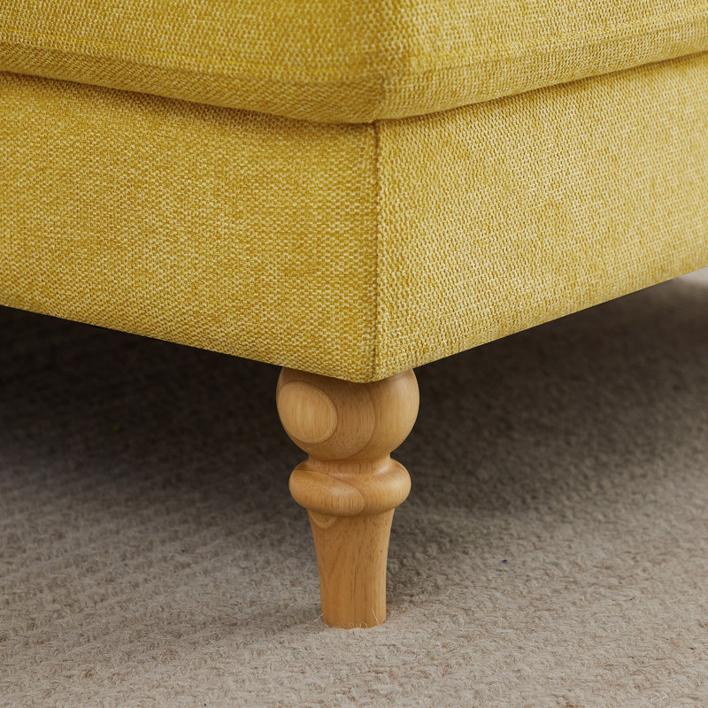 Chaise longue rembourrée avec dossier réglable Davene, Mélange de polyester jaune