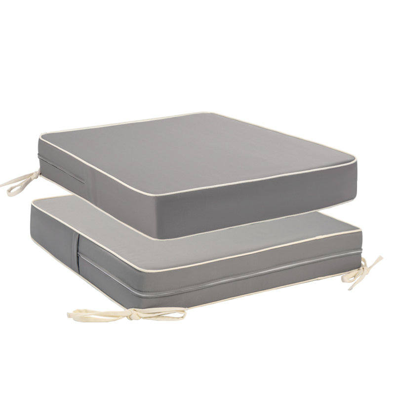 Ensemble de 2 coussins de siège d'extérieur imperméables 20 x 20 x 4 pouces pour meubles de patio, 19" W x 19" D, Gris