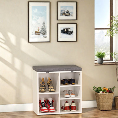 Banc d'entrée pour chaussures avec rangement et siège rembourré