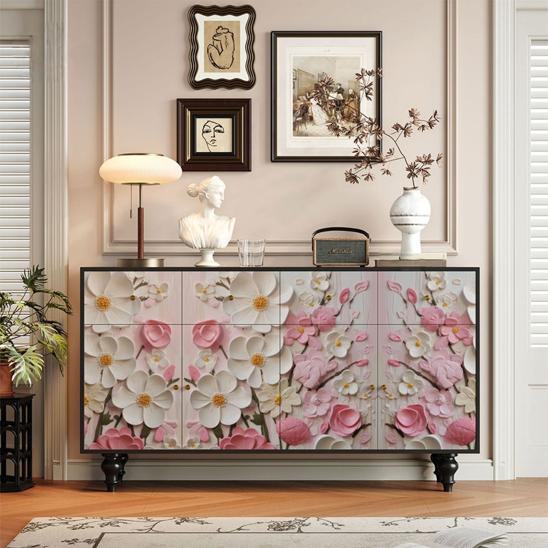 Armoire d'entrée de style français à motif floral rétro