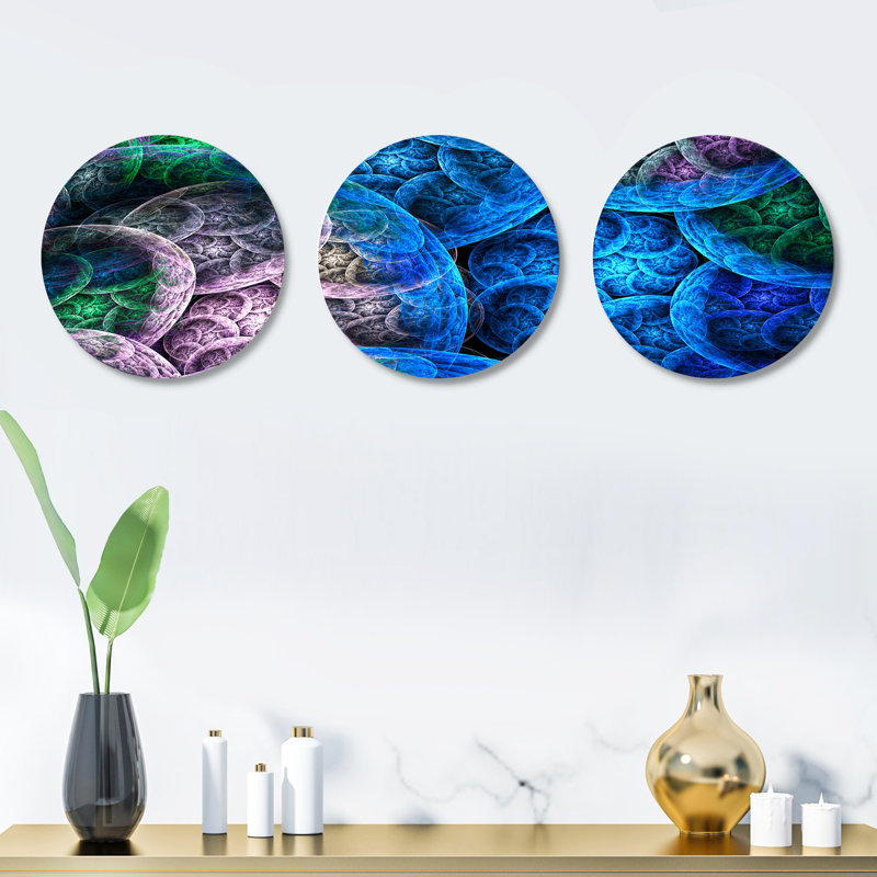 Dramatic Colorful Fractal Clouds - Ensemble de décorations murales abstraites en métal