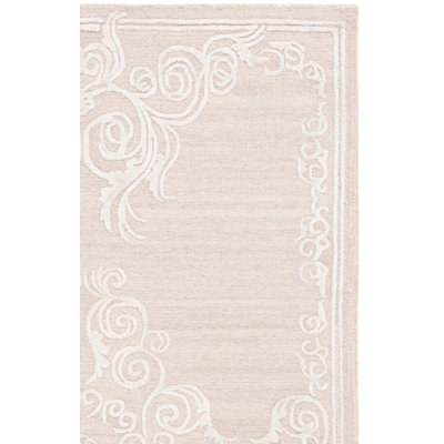Tapis oriental en laine / viscose / coton touffeté à la main Watton en ivoire / brun clair