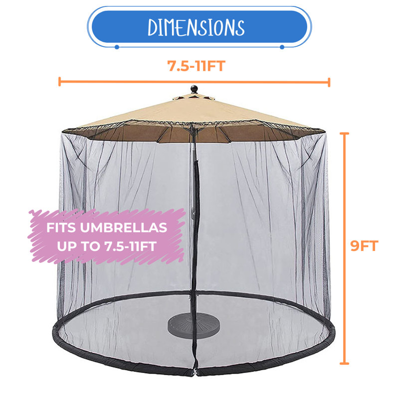 Parasol de patio de 9 pi avec moustiquaire de patio et moustiquaire en polyester