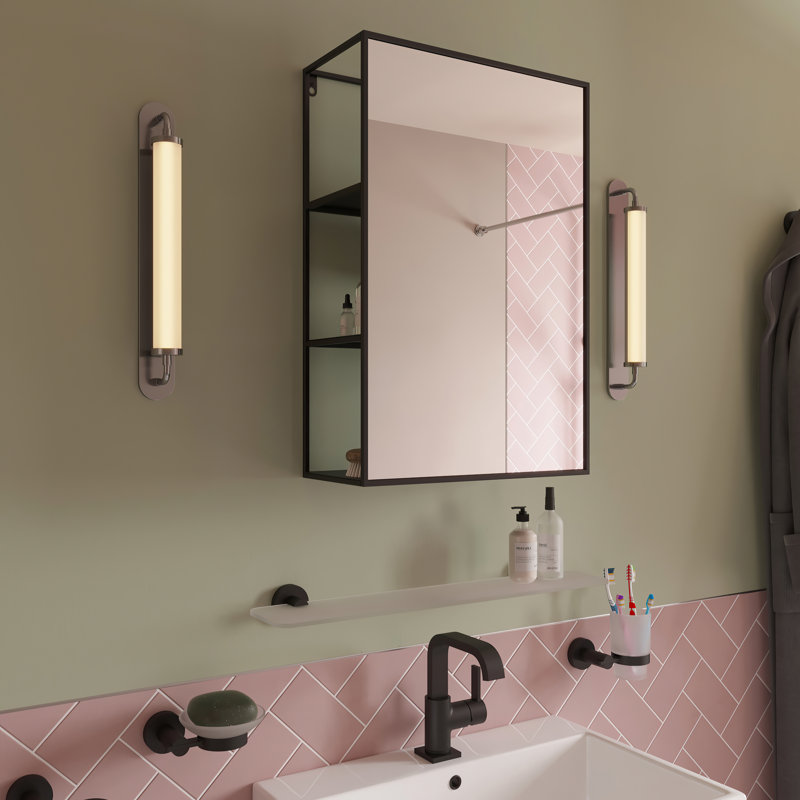 Steel Rectangle Mirror with Shelves