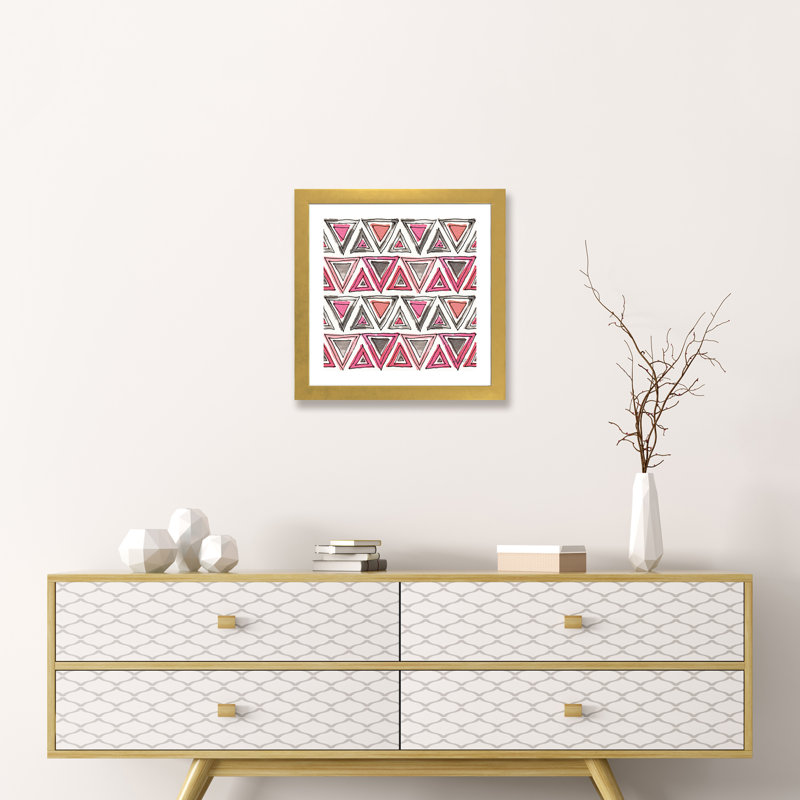 Art sur motif d’accents chic, H 16 po x l 16 po x P 1 po, Papier encadré doré