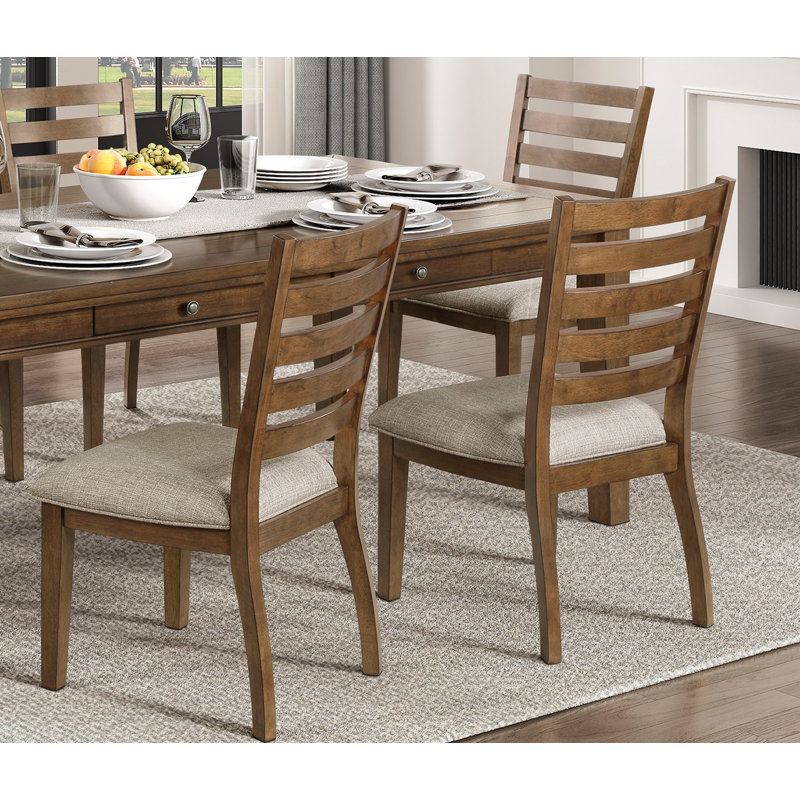 Ensemble de table de salle à manger 7 pièces en bois rembourré brun