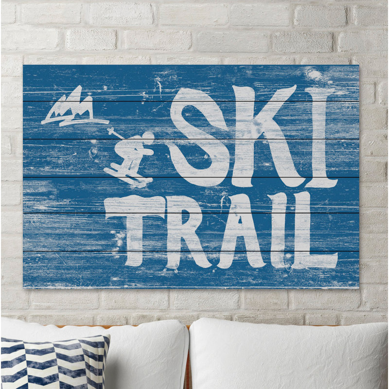 Piste de ski-impression d’art textuel sur bois, H 12 po x l 18 po
