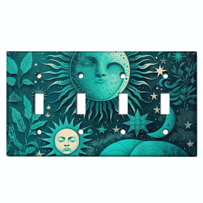 Copper Rust Patina Teal Print 4 - Gang Toggle Light Switch Standard Wall Plate
