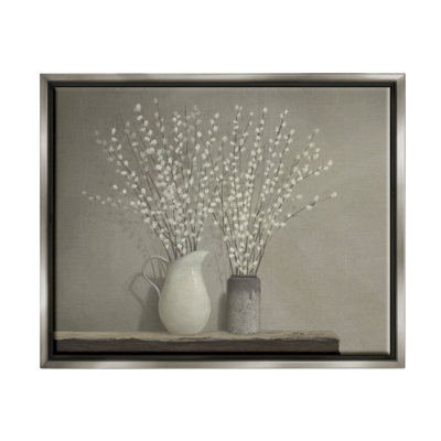 " Beautiful Willow Flower Neutral Grey Painting " by Ziwei Li