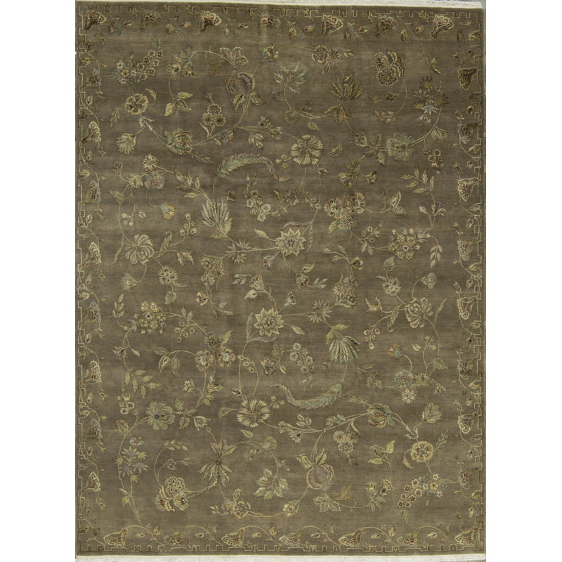 Tapis gris de haute qualité noué à la main