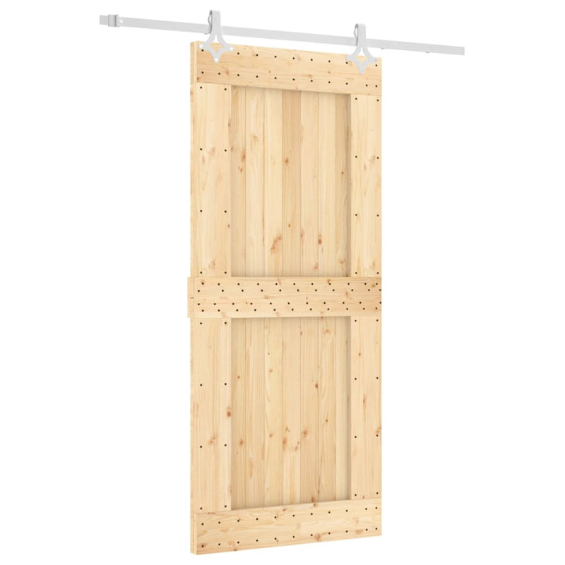 Vidaxl Sliding Door With Hardware Set 35.4X82.7" Solid Wood Pine