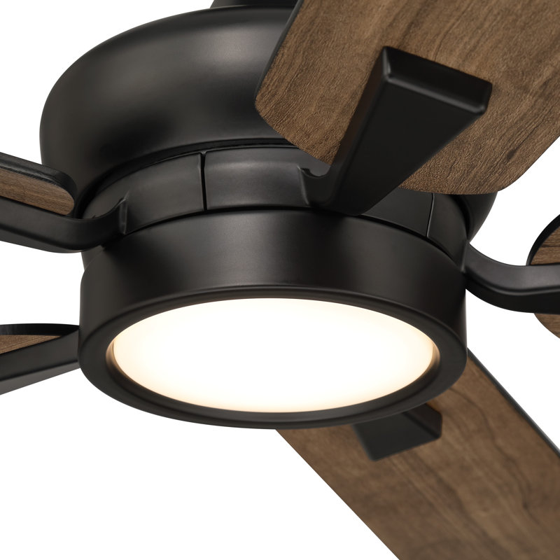 Ventilateur de plafond d'intérieur noir mat Rossby 52 po avec DEL intégrée 3000K et télécommande incluse, Noir mat, Brun