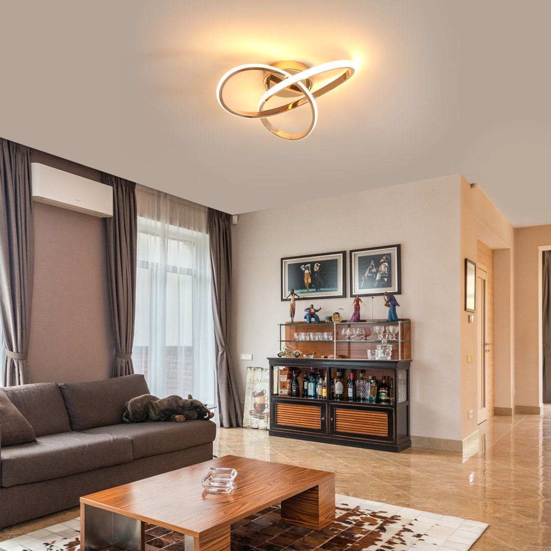 Clover Shaped Gold Dimming LED Ceiling Light With Remote