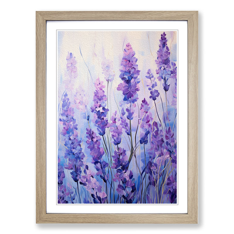 Lavender Flower Abstract - Framed Print, 34cm H x 25cm W x 2" D, Oak Framed