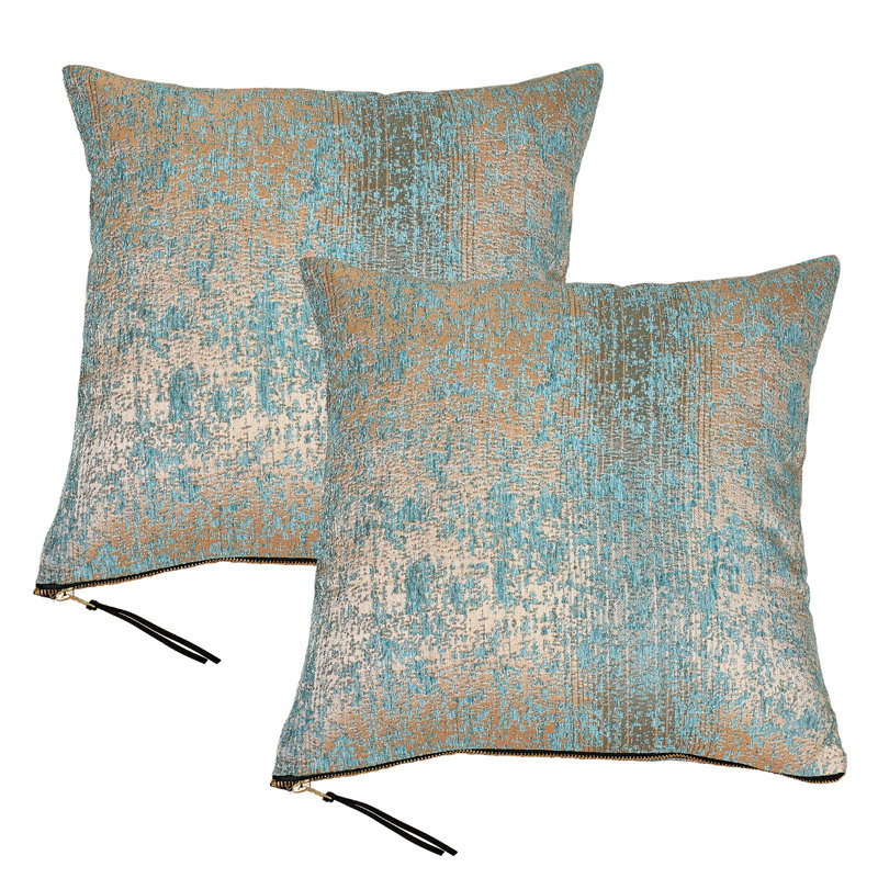 Square Euro Cushion Cover, Teal/Camel