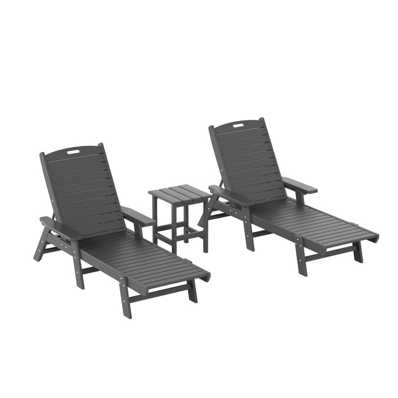 Laguna Outdoor Chaise Lounge with Table, Gray