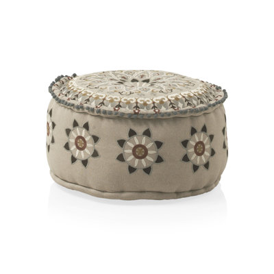 Calica 55cm Wide Round Geometric Pouffe Ottoman