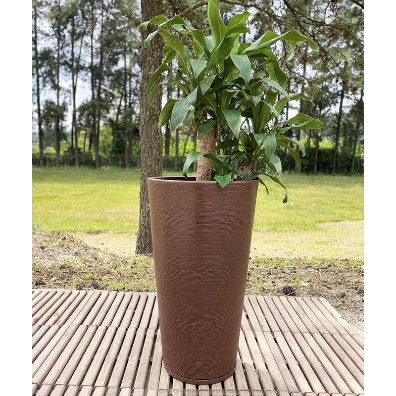 Pot à fleurs en résine Genebra, Brun, H 31,5 po x l 18,11 po x P 18,11 po