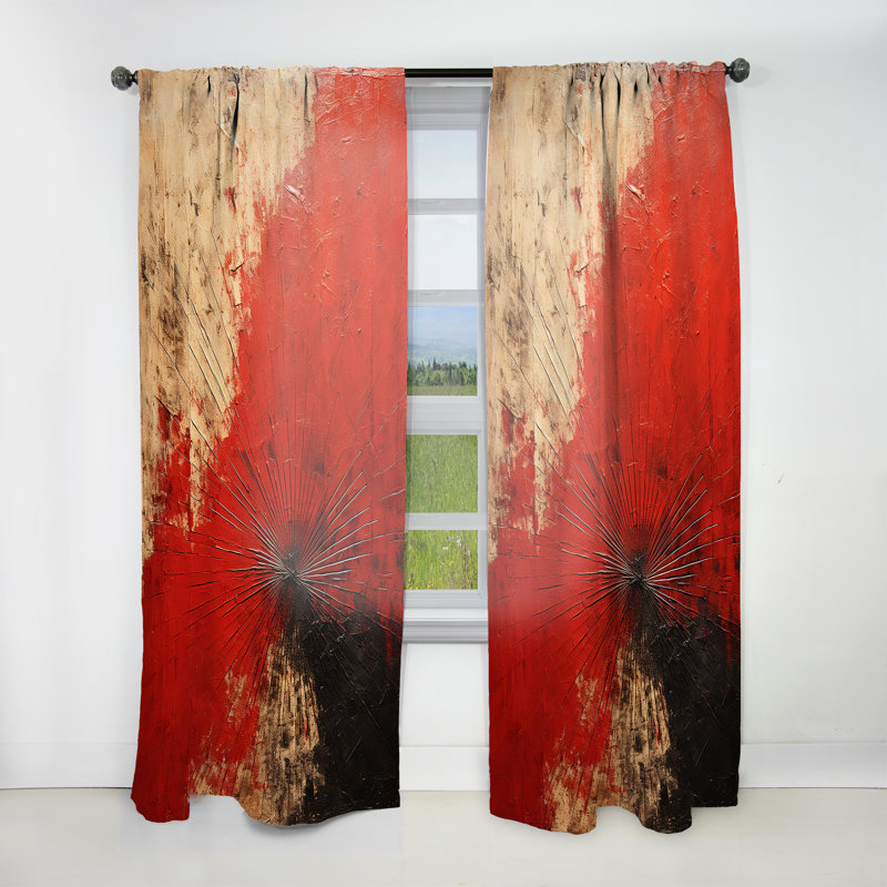 Rideau en velours moderne Dunkle Red Ruby Rays - obscurcissant - 1 panneau, L 52 po x L 120 po