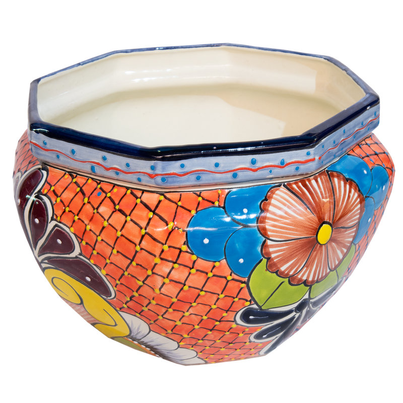 Desert Bloom Talavera Octangular Planter in Orange