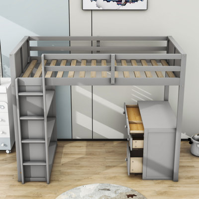 Haseenah 4 Drawer Loft Bed with Shelves by Harriet Bee