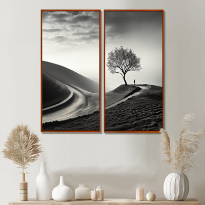 Photographie d'arbre de solitude noir et blanc - art mural blanc