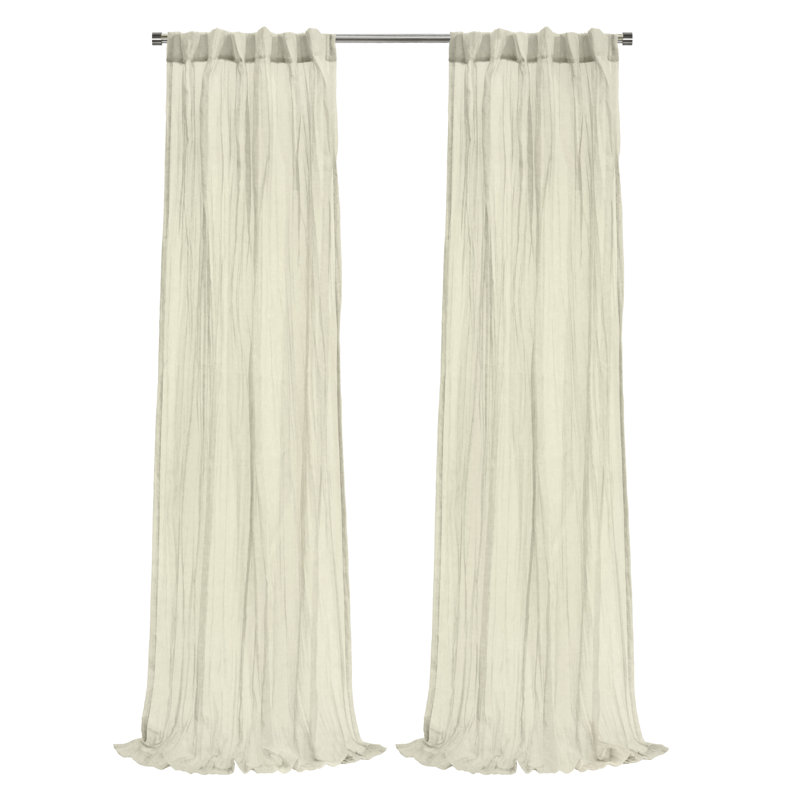 Sheer Curtain Single Panel, 52" W x 95" L, Cream