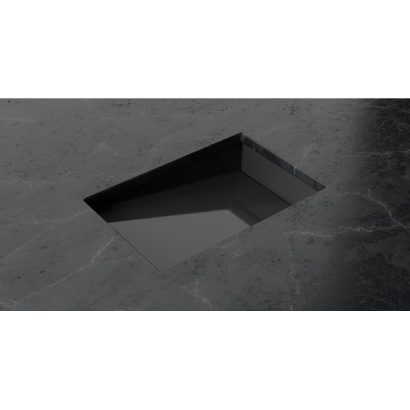 Lavabo de salle de bain encastré en résine 25,2 po x 16,1 po Badeloft UB-04-RL-GBLK, Noir brillant