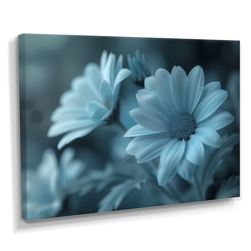 «Blue Mon monochrome Mums Garden Scenery I - Mums Wall Art Living Room», Toile tendue, H 24 po x l 32 po