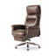 Fauteuil de bureau brun en cuir véritable + similicuir + alliage d'aluminium
