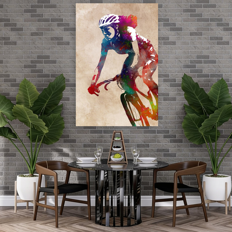 «Vibrant Cycling Spirit», art mural contemporain, 60" H x 40" W