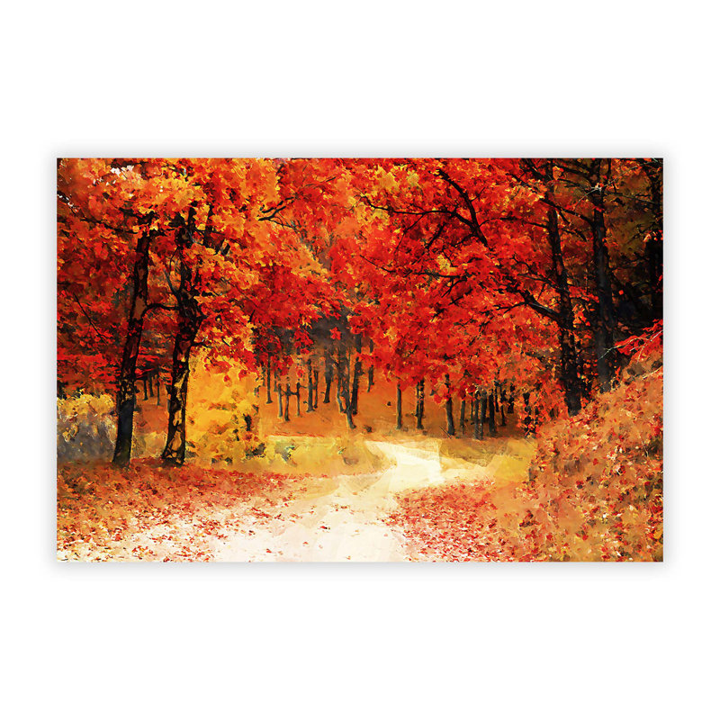 Path Through The Forest At Autumn - No Frame Painting, 42 cm H x 59.4 cm W
