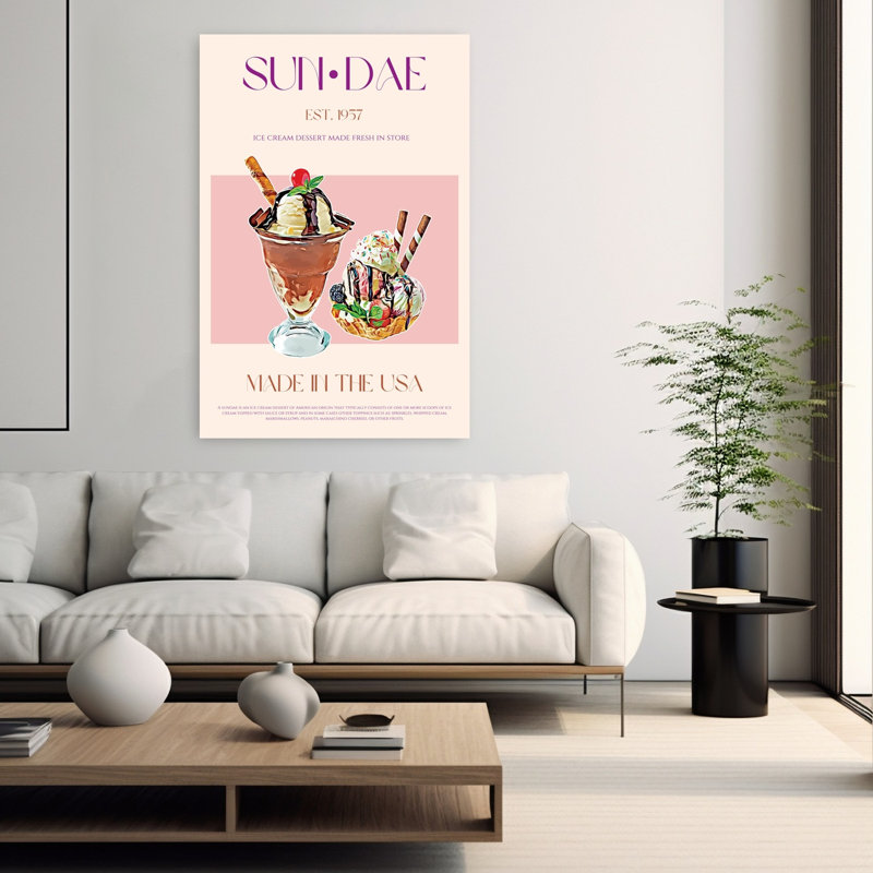 Art mural rétro rétro délicieuse Sundaes, H 60 po x l 40 po