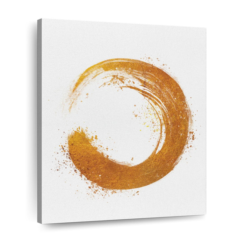 Cercle zébré doré sur toile, H 10 po x l 8 po x P 1 po