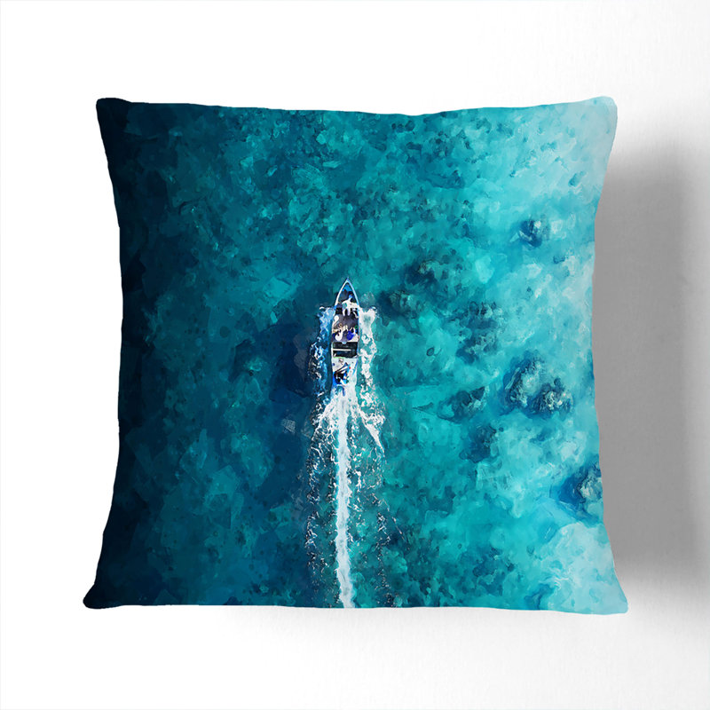 Boat In The Maldives Square Throw Cushion, 40cm H x 40cm W x 15cm D