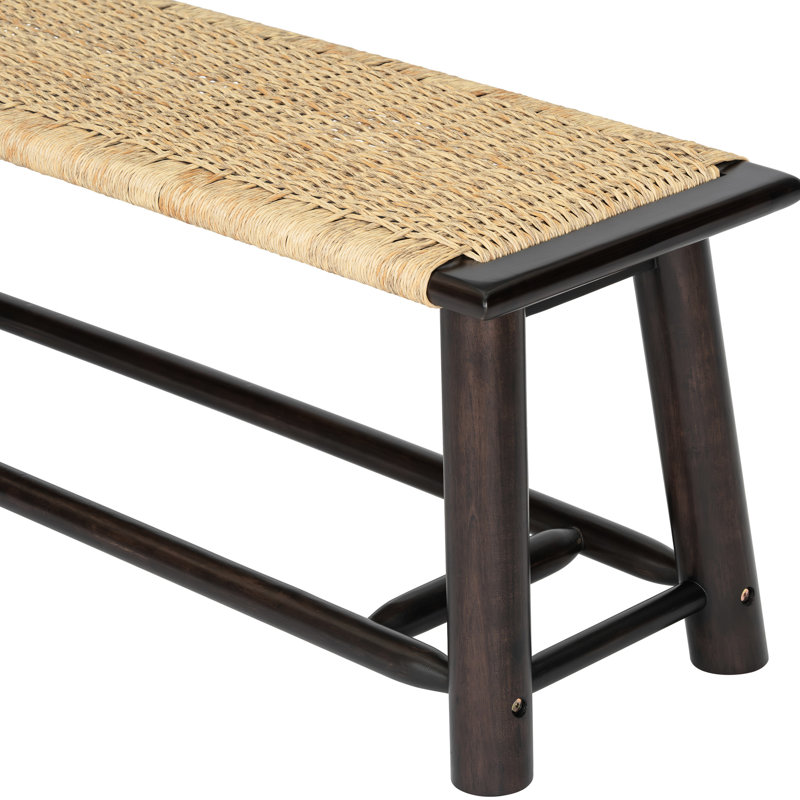 Solid Wood Bench, 59 Inches, Walnut Finish, Suitable For Screened Porches And Transitional Areas Comfortably Seats 3 Adults In Small Apartments