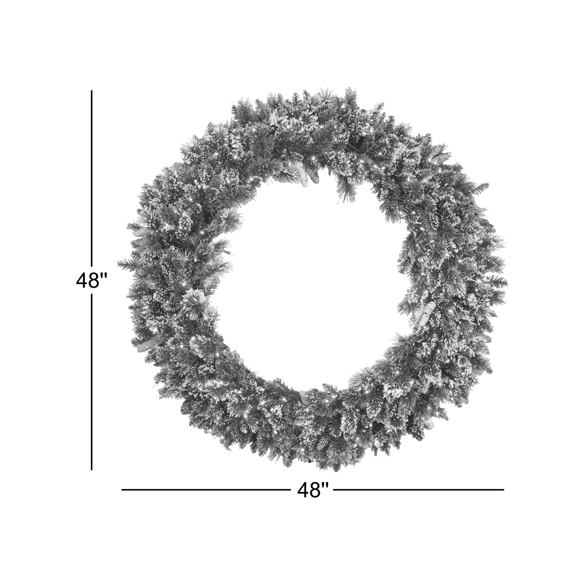 48'' Faux Pinecone Lighted Wreath