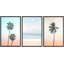 Beach And Plants " Pastel Sky Retro Palm Tree Island Beach Shore Coastal Nautical Photography Modern Art Decor " 3 - Pieces-98697761-98697760