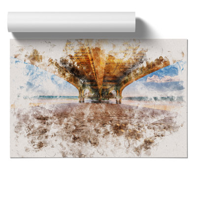 Under the Wooden Pier Watercolour - Frameless Print
